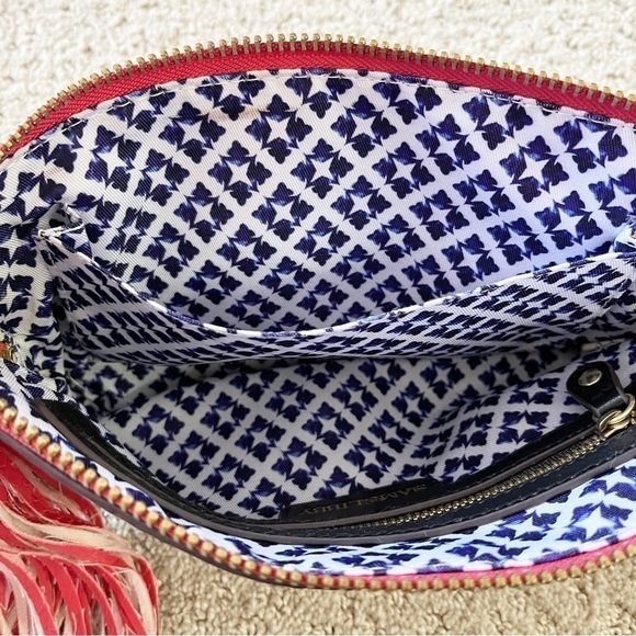 Sam and Libby Cherry Red Faux Leather Clutch Snakeskin Tassel Strap Holiday - Picture 11 of 13